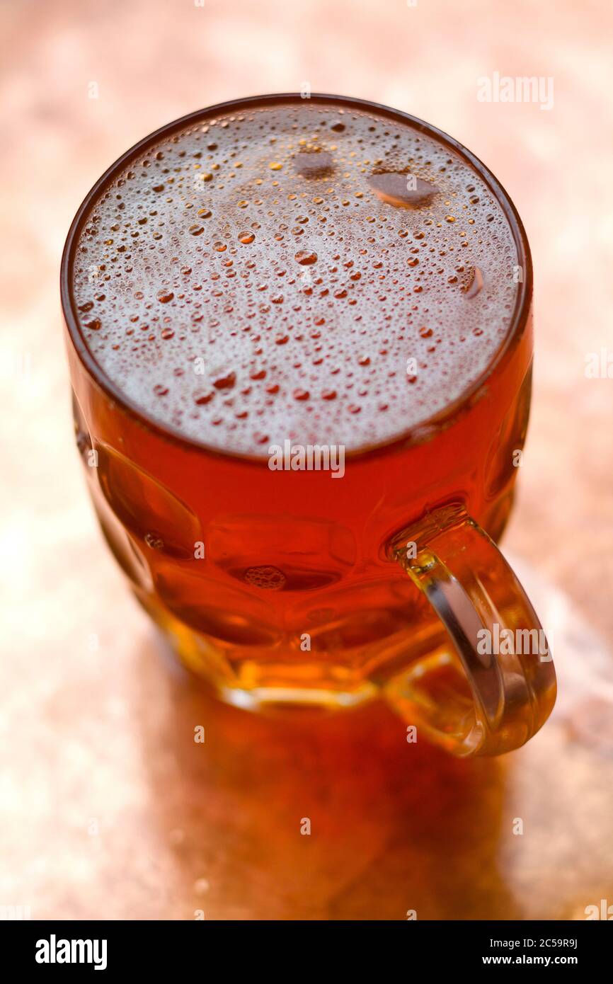 United Kingdom, London, Ale and Cider House red beer tasting Stock Photo