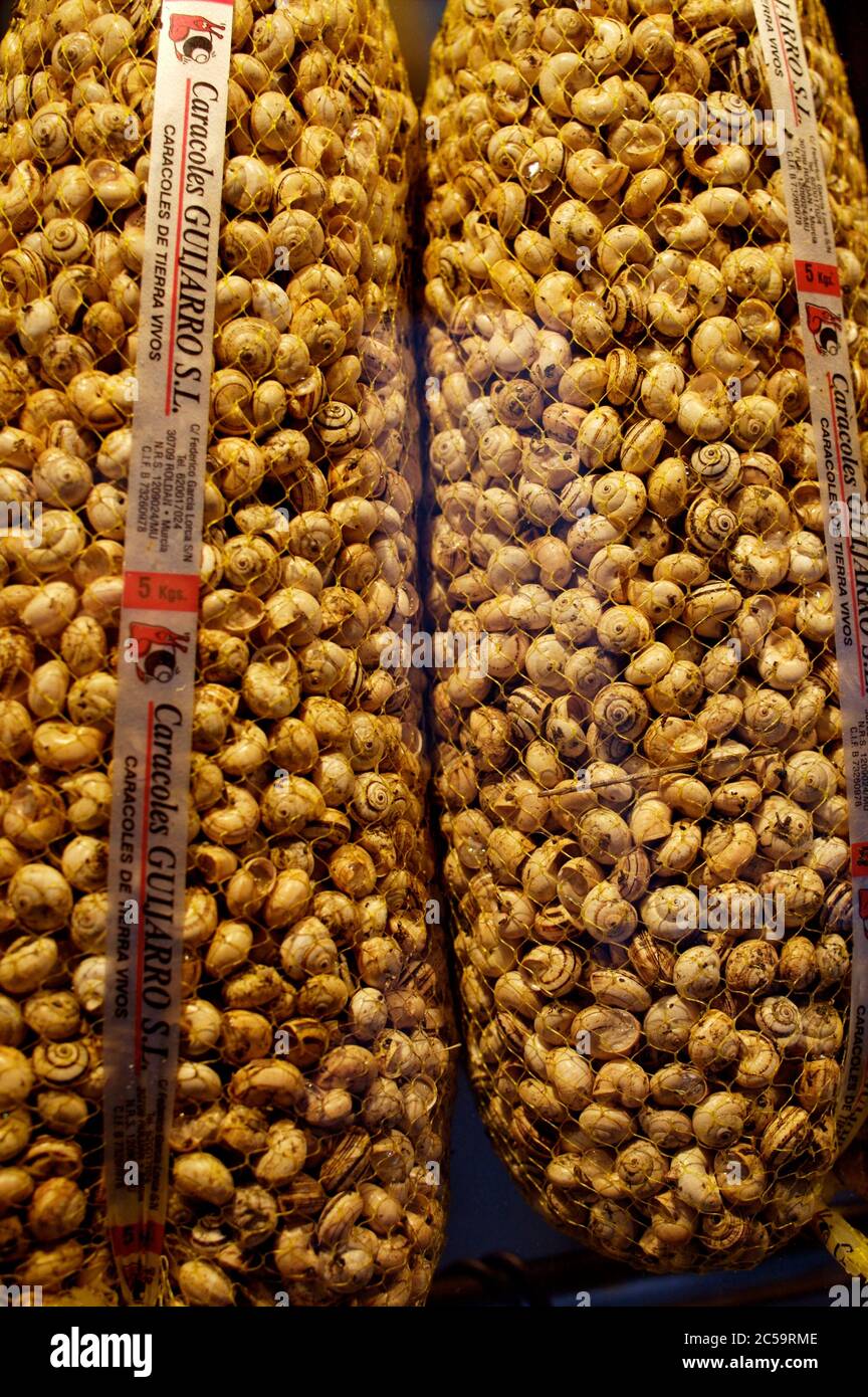 Spain, Catalonia, Barcelona, ??boqueria snail market Stock Photo