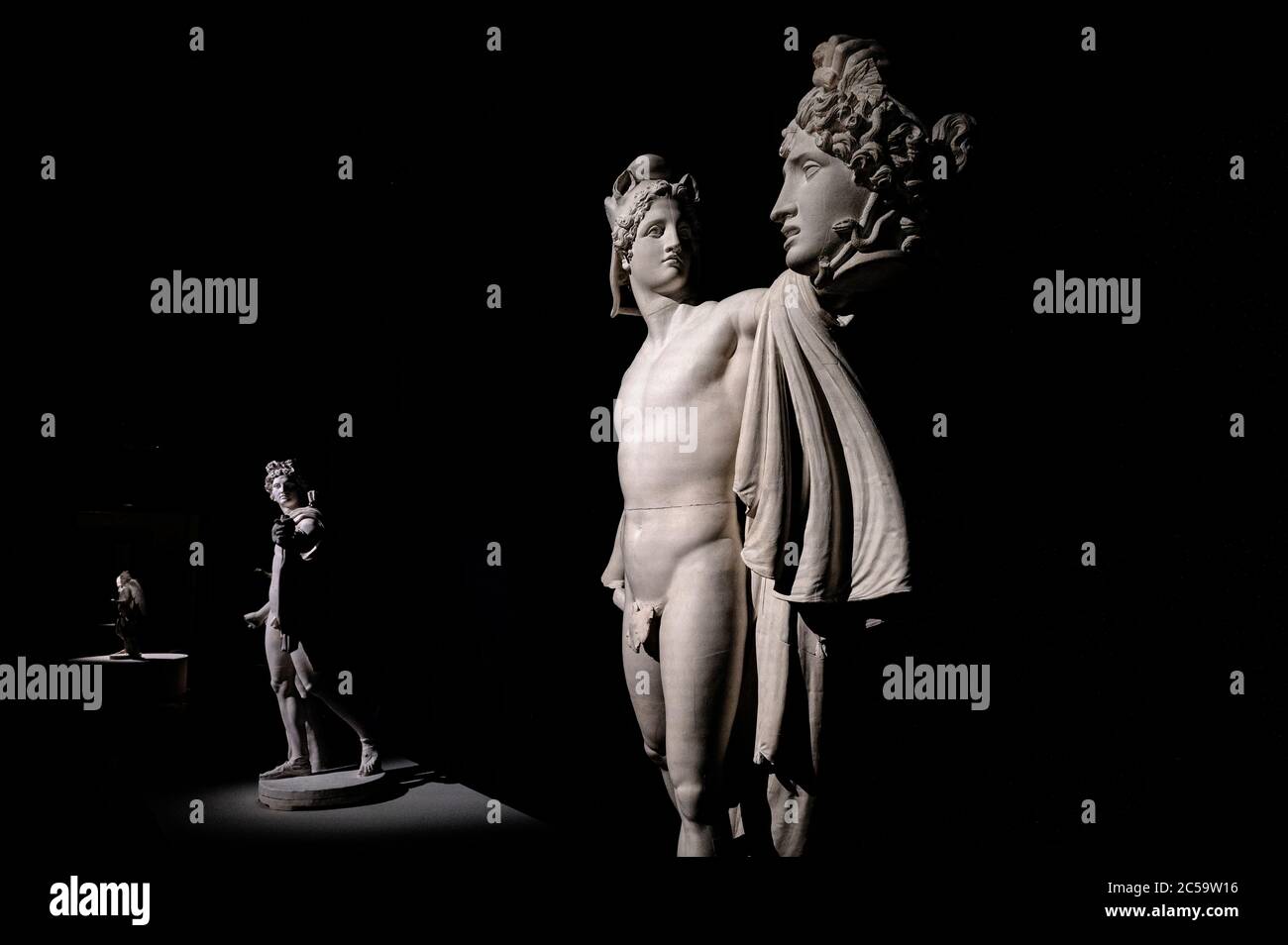 Triumphant Perseus and, in the background Belvedere Apollo, by Antonio Canova Stock Photo