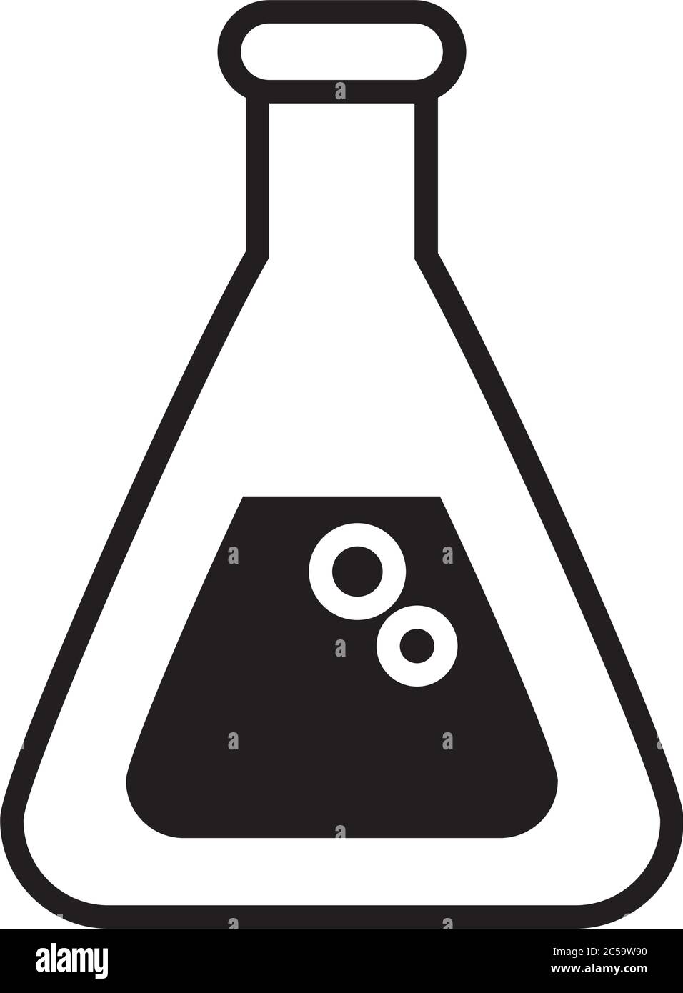chemical conical flask icon over white background, line style, vector illustration Stock Vector