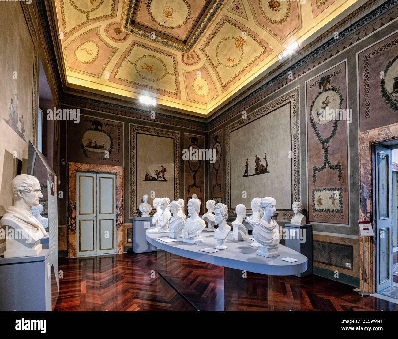 Italy lazio Gallery of busts of personalities of the time carved in plaster by Pietro Tenerani, in the 2th floor of Palazzo Braschi in Rome Stock Photo