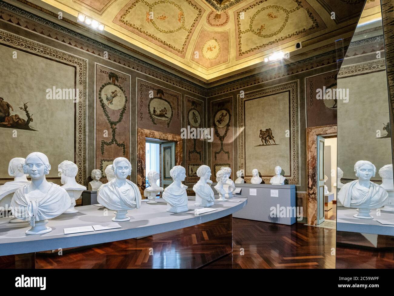 Italy lazio Gallery of busts of personalities of the time carved in plaster by Pietro Tenerani, in the 2th floor of Palazzo Braschi in Rome Stock Photo