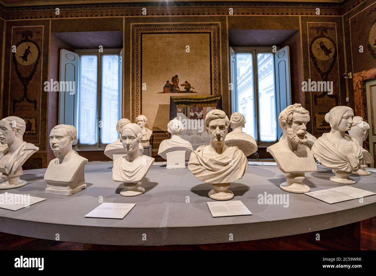 Italy Lazio Gallery of busts of personalities of the time carved in plaster by Pietro Tenerani, in the 2th floor of Palazzo Braschi in Rome Stock Photo