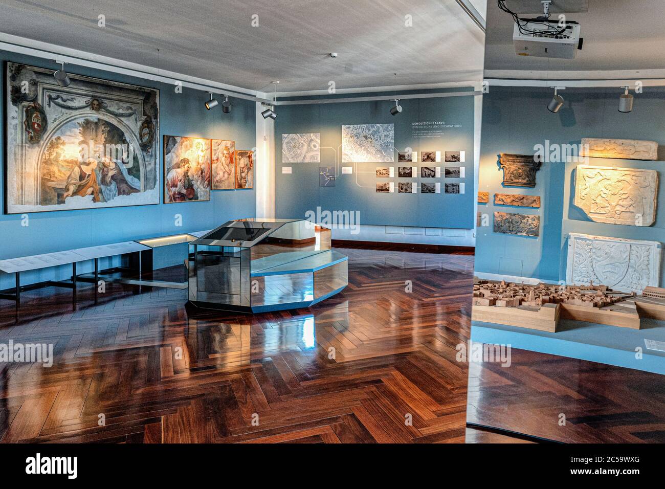 Italy lazio Room with fragments of detached frescoes from the areas of via dei Fori Imperiali and the Spina di Borgo,  on the 3° floor of Palazzo Braschi in Rome Stock Photo