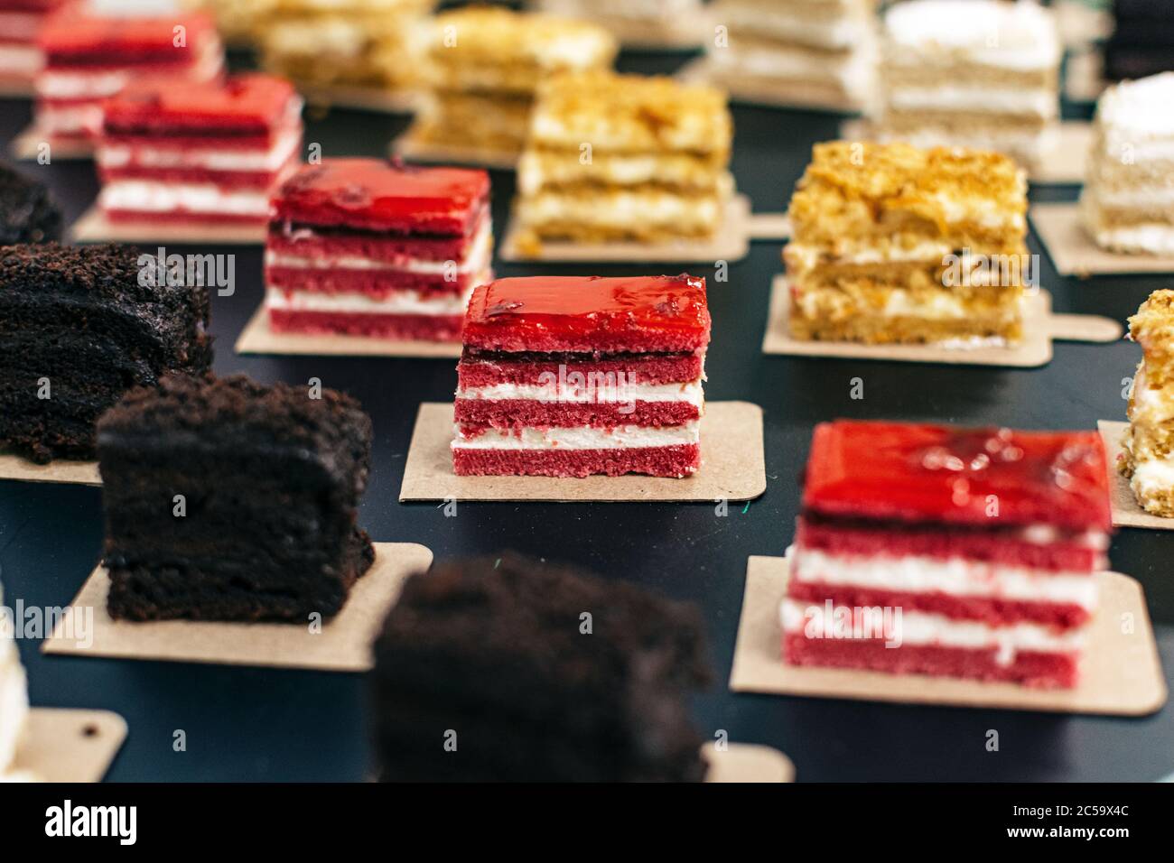 Many cakes on the table, closeup Stock Photo