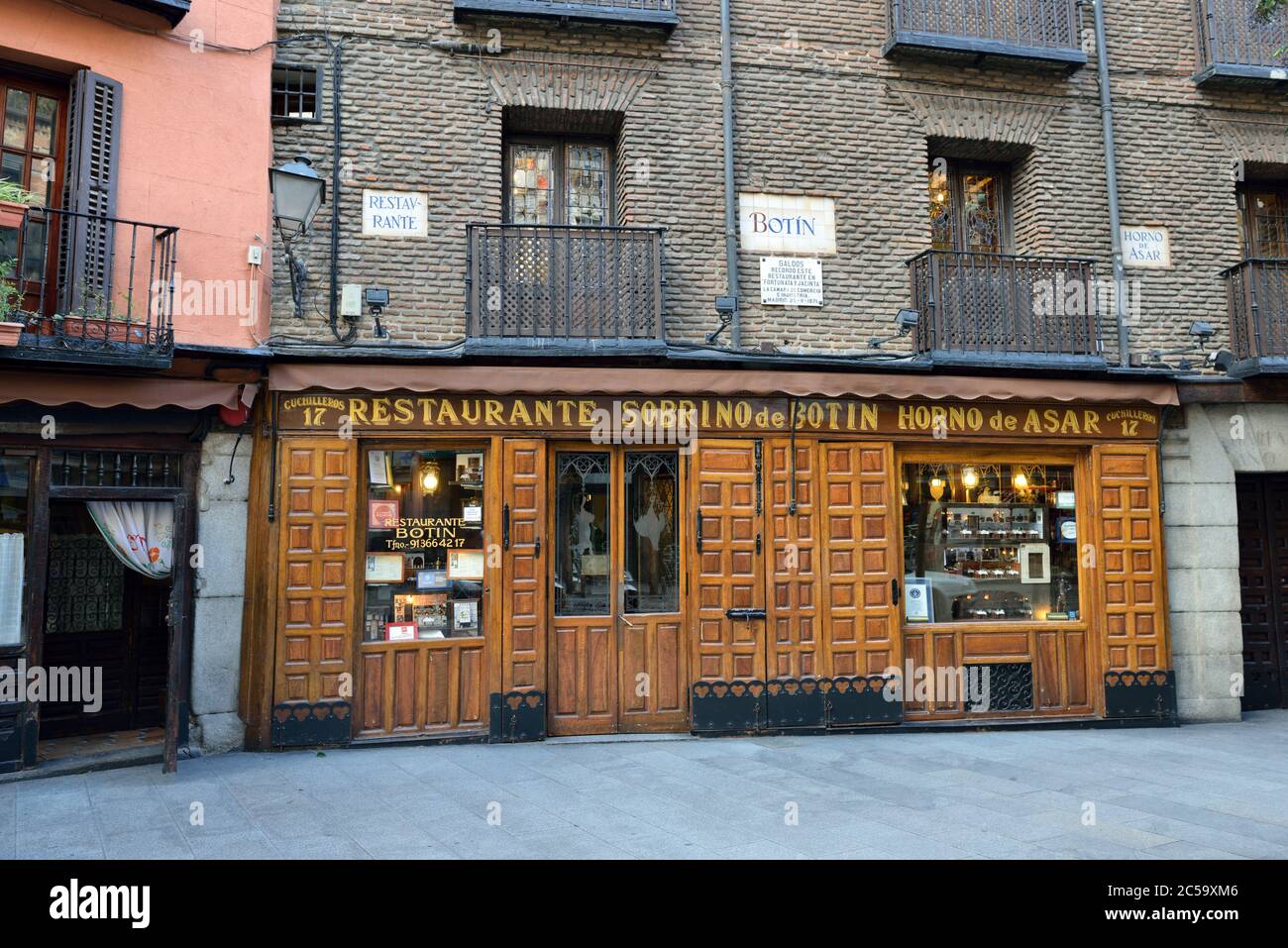 MADRID, SPAIN - MAR 03, 2014: Sobrino de Botin (Calle de los Cuchilleros, 17) - is oldest restaurant in world (1725), was founded by a french man Jean Stock Photo