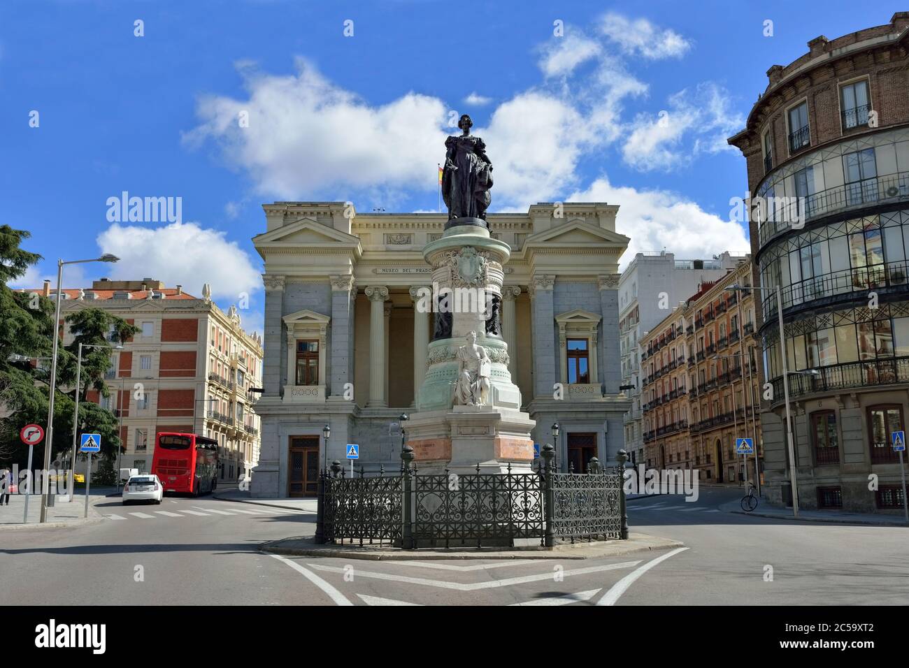 MADRID - MAR 3, 2014: Prado Museum in Madrid features one of the world's finest collections of European Art with over 21,000 pieces. The front of the Stock Photo