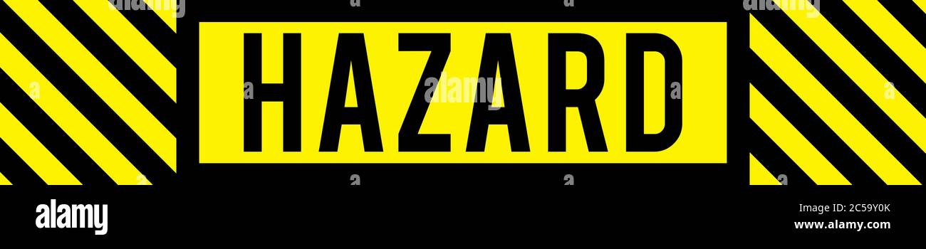 A bold black and yellow graphic text illustration hazard banner for health and safety on roads, construction sites or other environments Stock Photo