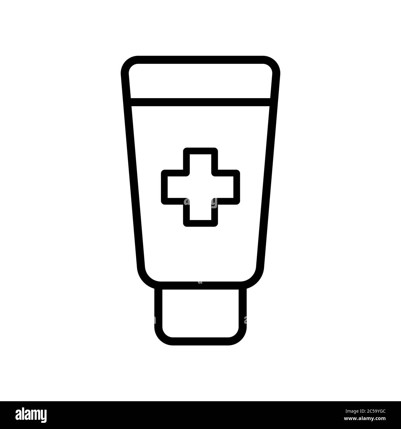 Ointment cream tube medicine vector icon. Medicine and medical support sign. Graph symbol for medical web site and apps design, logo, app, UI Stock Vector