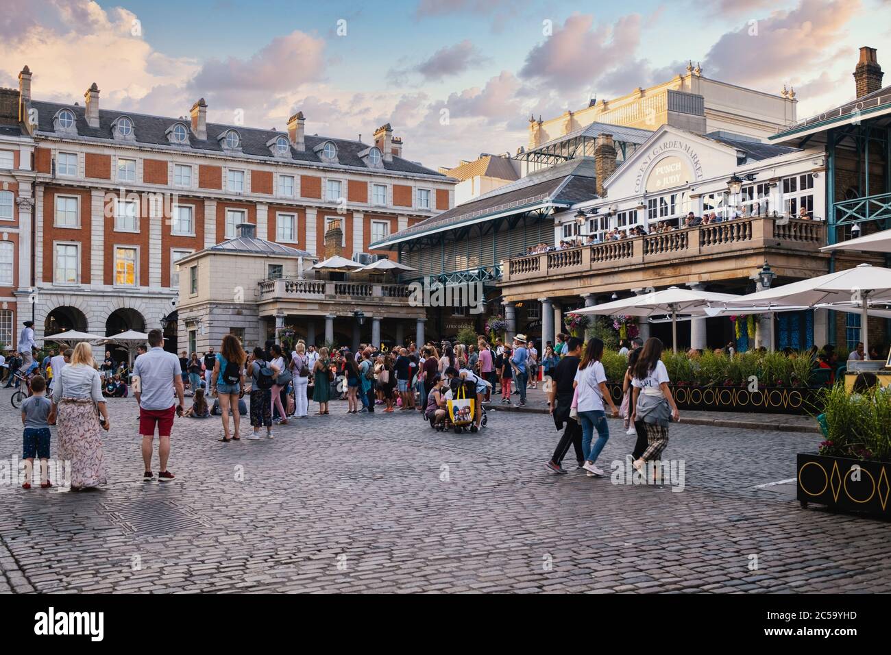 The famous Covet Garden Market in London at sunset Stock Photo