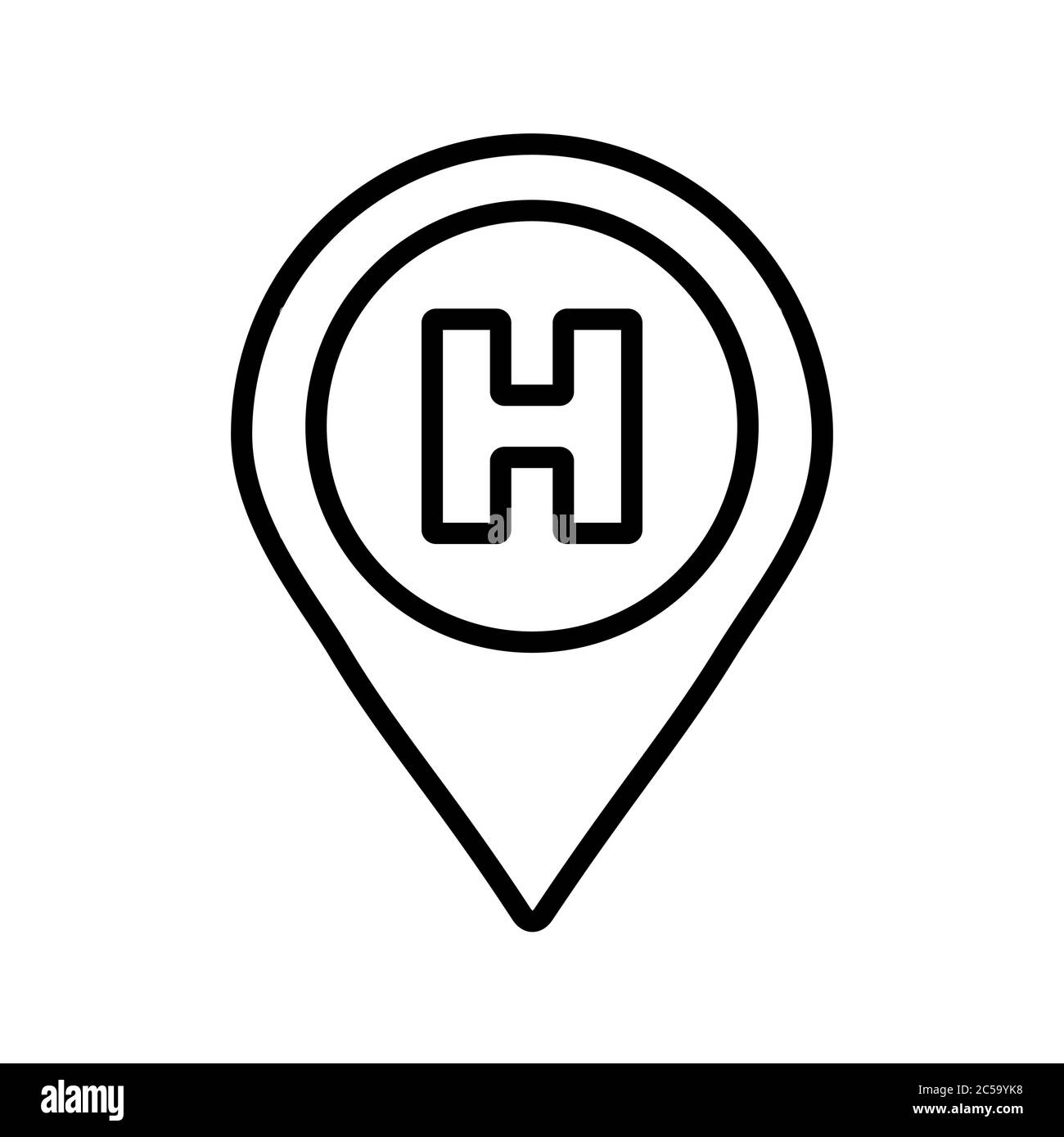 Hospital or heliport pointer vector icon. Medicine and medical support ...