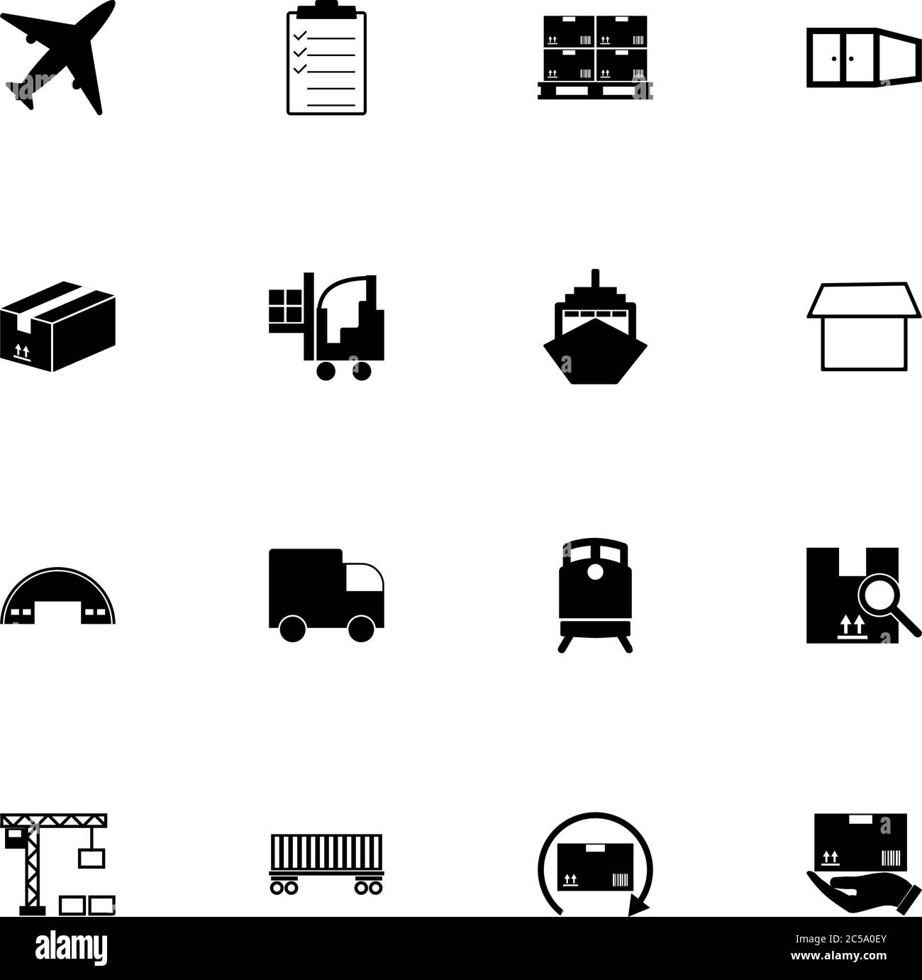 Cargo icon - Expand to any size - Change to any colour. Perfect Flat Vector Contains such Icons as vessel, truck, train, box, freight, check list, loa Stock Vector