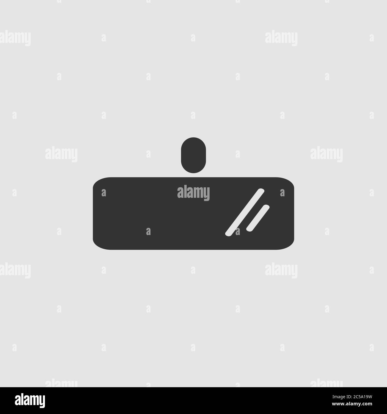Rearview mirror icon flat. Black pictogram on grey background. Vector