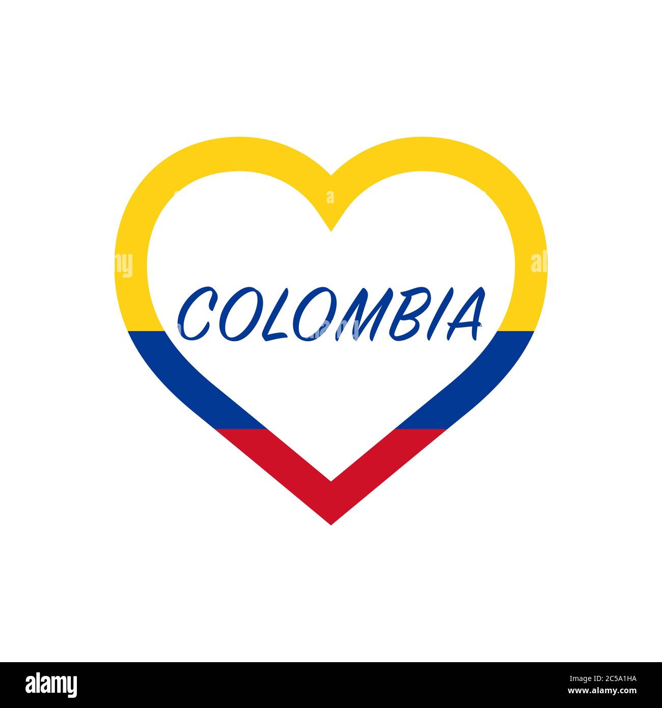 Colombia flag in heart. I love my country. sign. Stock vector illustration isolated on white background. Stock Vector
