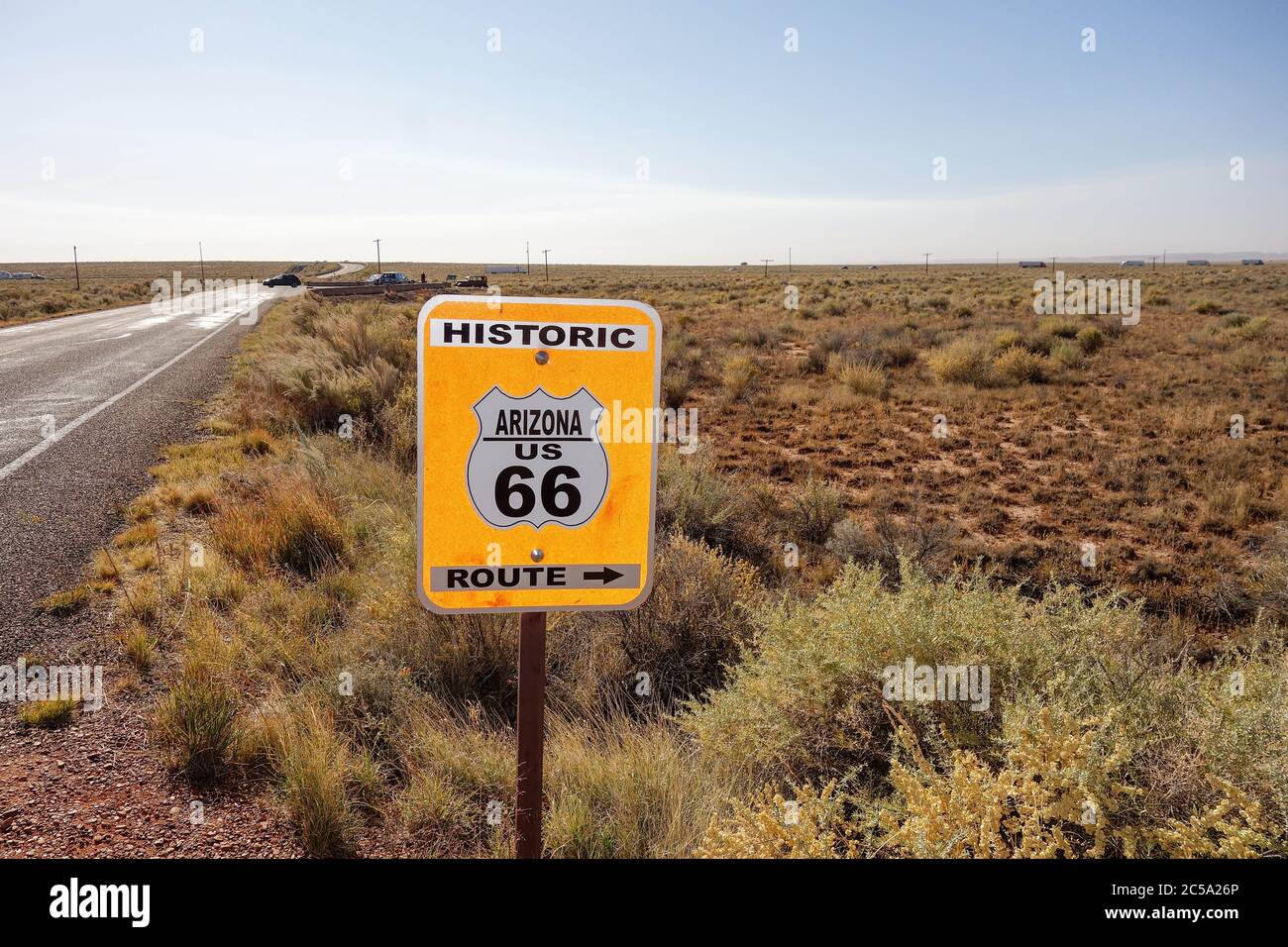 Sign indicating historic Route 66 in Arizona Stock Photo