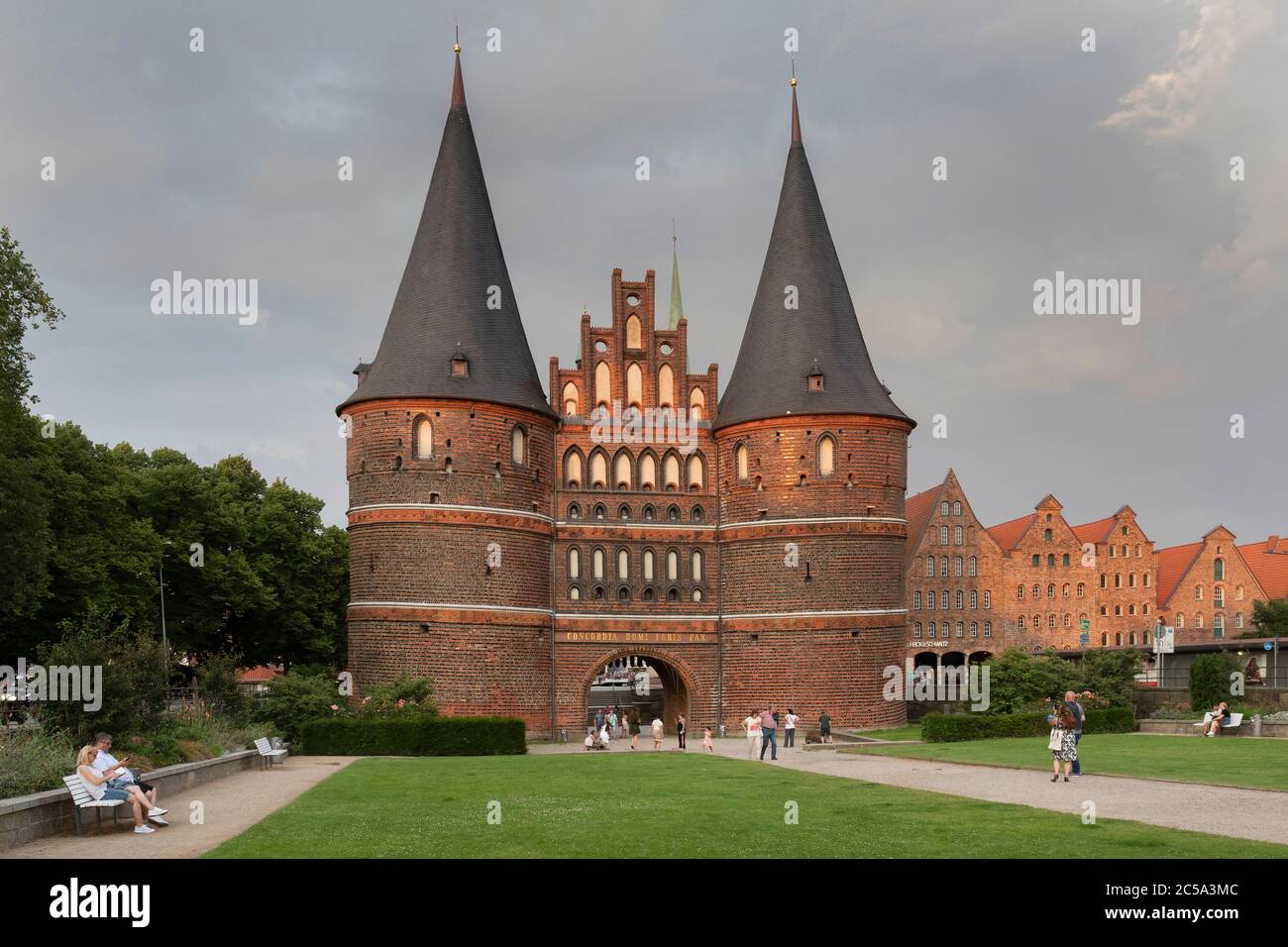 The Holstentor ('Holstein Gate') is a city gate that borders the old town of the Hanseatic city of Luebeck to the west. It is the symbol of the city. Stock Photo