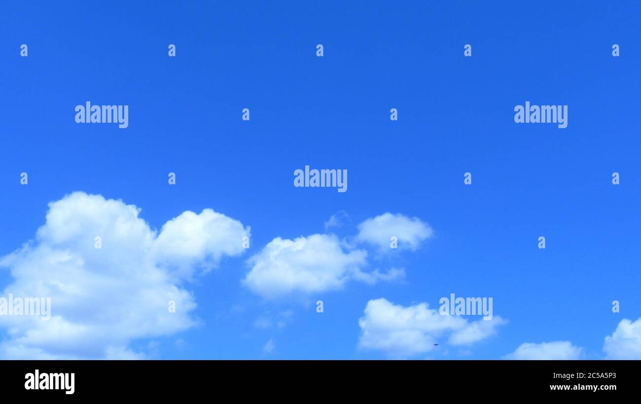 Low angle shot of fluffy clouds in the blue sky under the sunlight ...