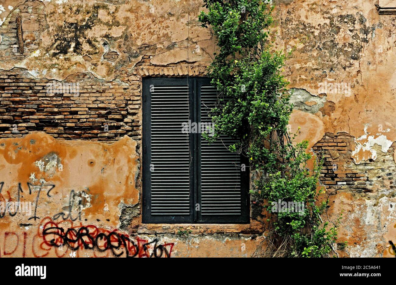 jakarta, dki jakarta/indonesia - may 19, 2010: dilapidated facade and window of an old building in kota tua Stock Photo