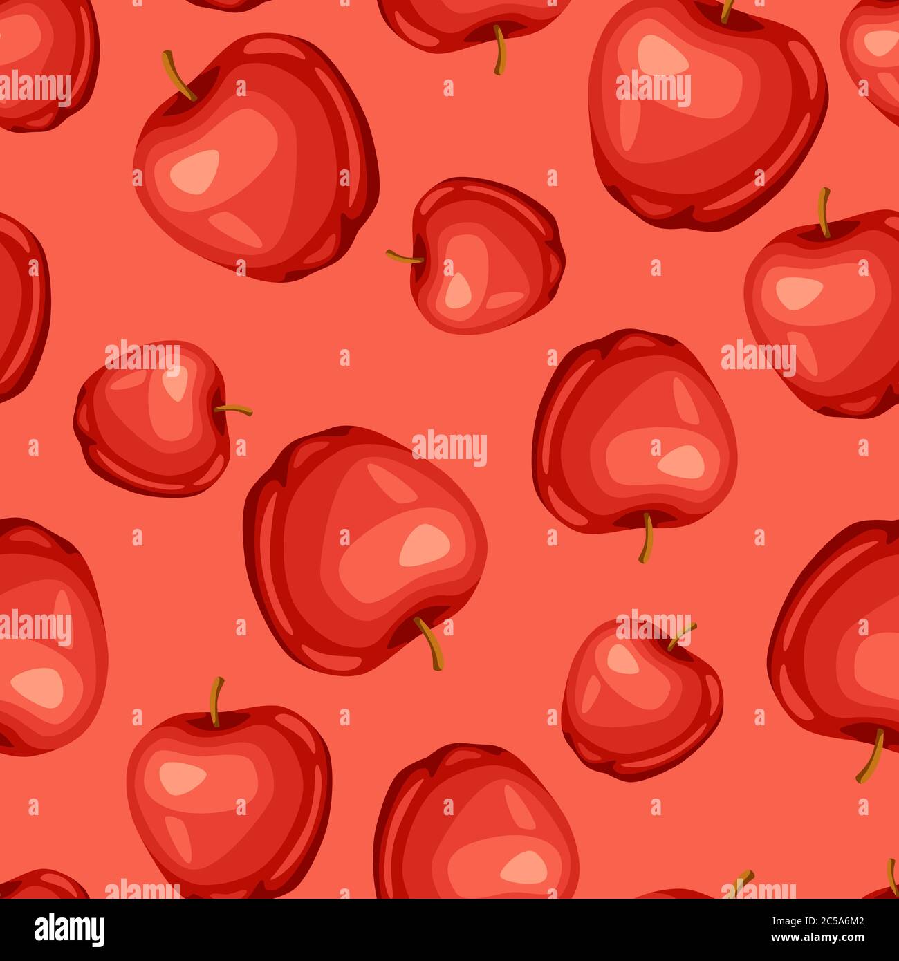 Seamless pattern with sweet red ripe apple. Stock Vector
