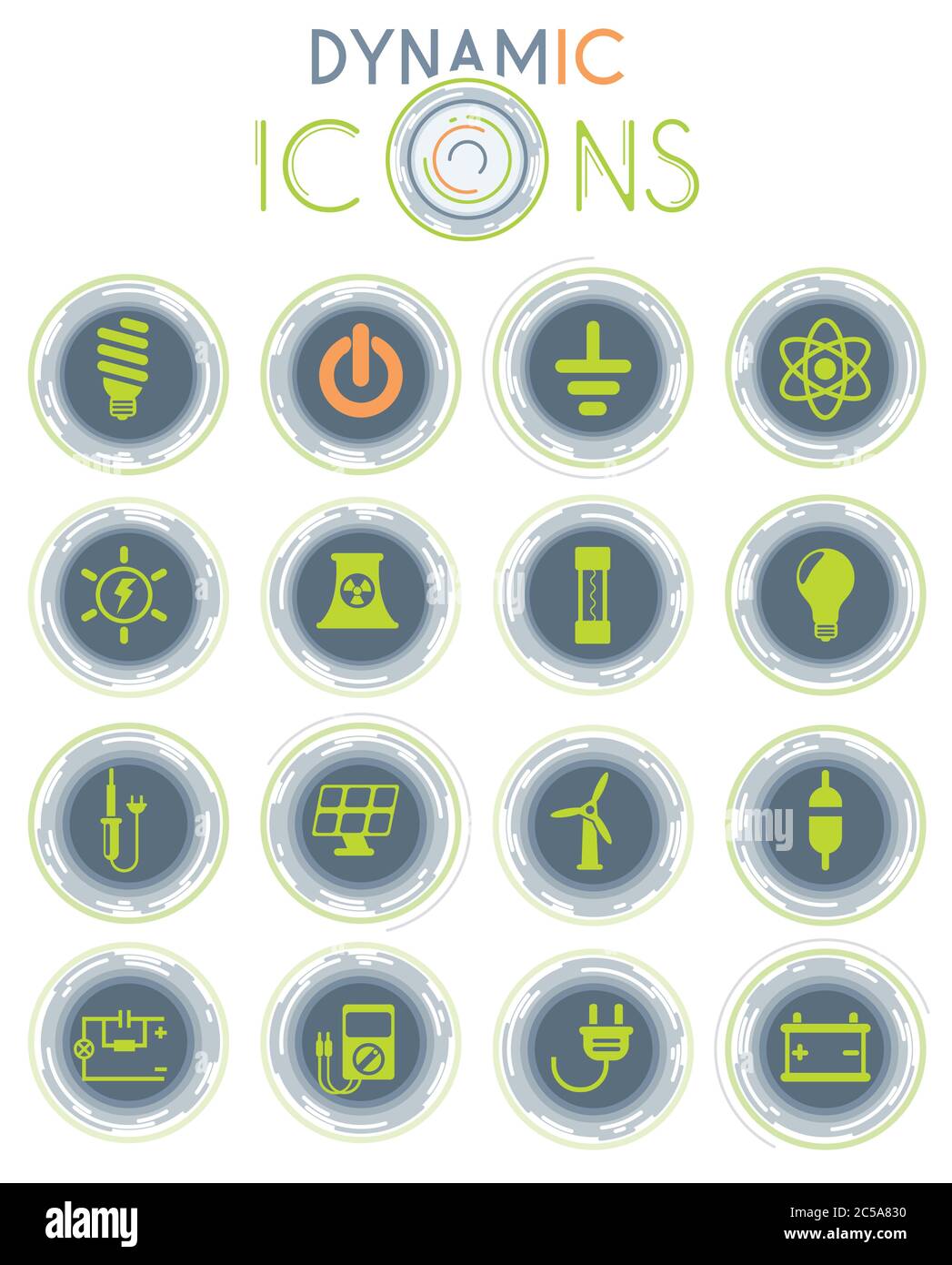 electricity dynamic icons Stock Vector