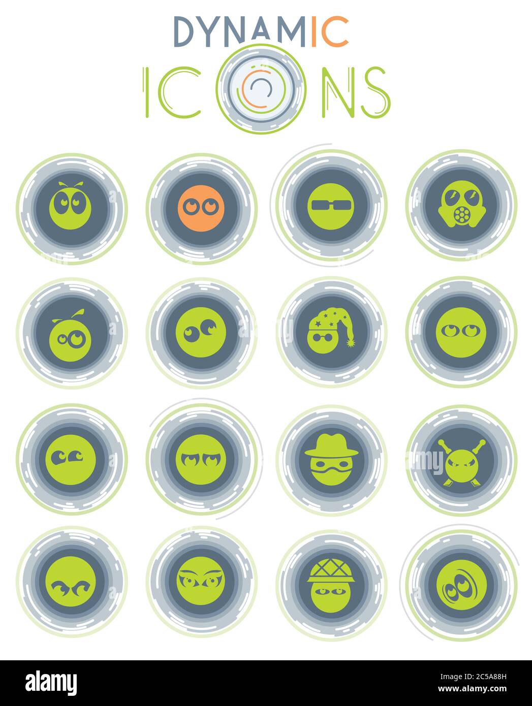 Emotions and glances icons Stock Vector