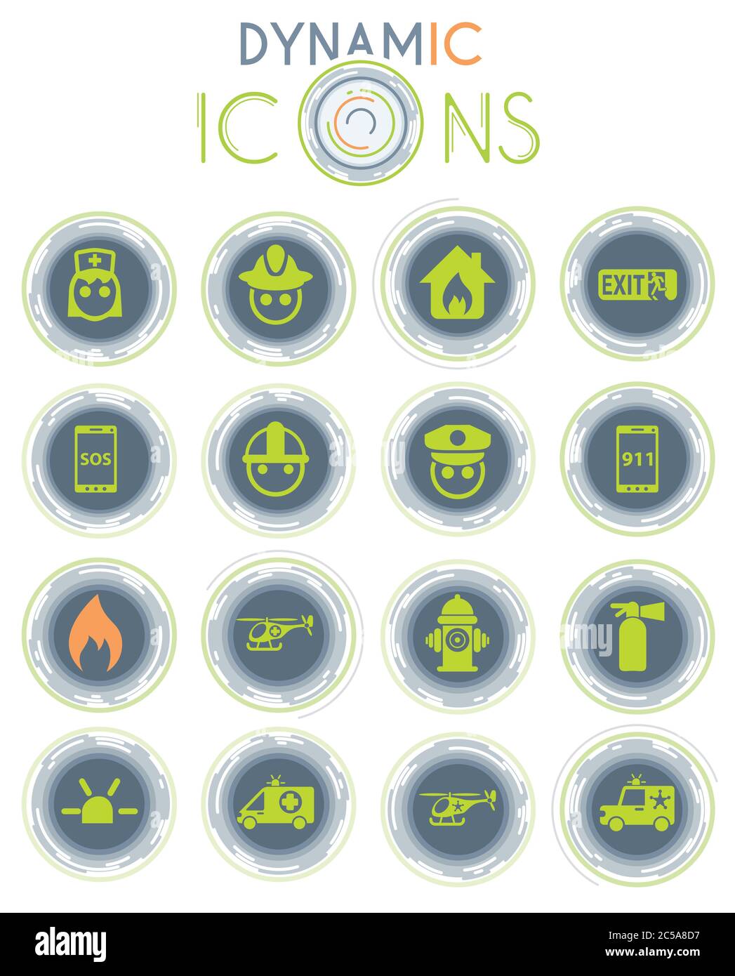 emergency dynamic icons Stock Vector