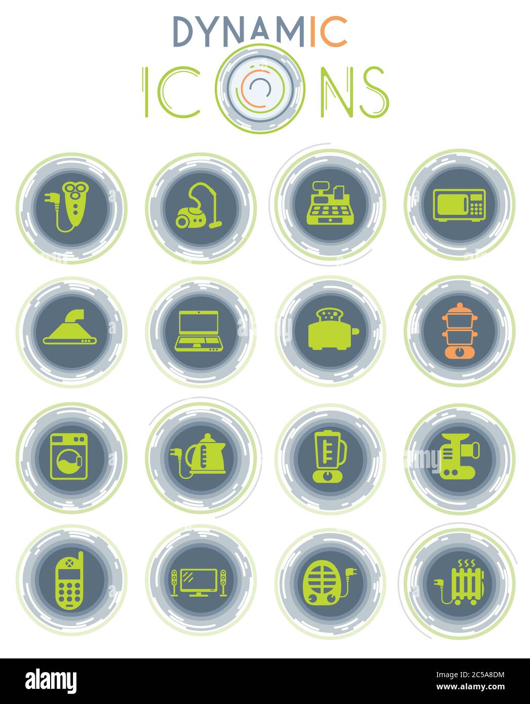 electronics supermarket icon set Stock Vector