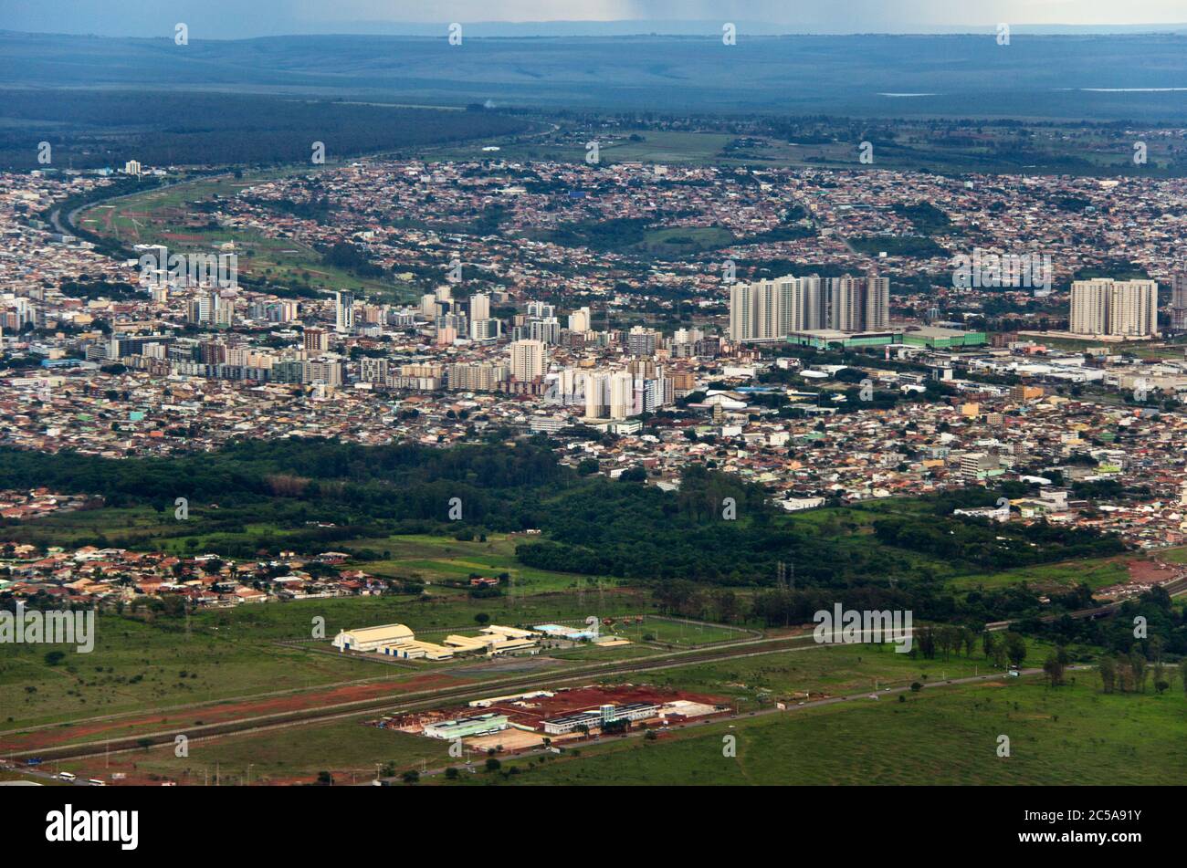 Brasilia, Brazil Aerial view of Aguas Claras and Taguatinga, suburban