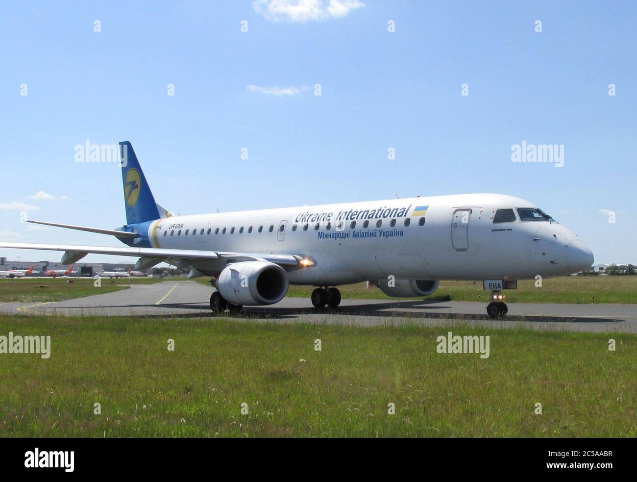 Covid-19 repatriation flight of a ships crew from Kiev Ukraine during UK lock down landing at London Southend airport when most airports closed. Stock Photo