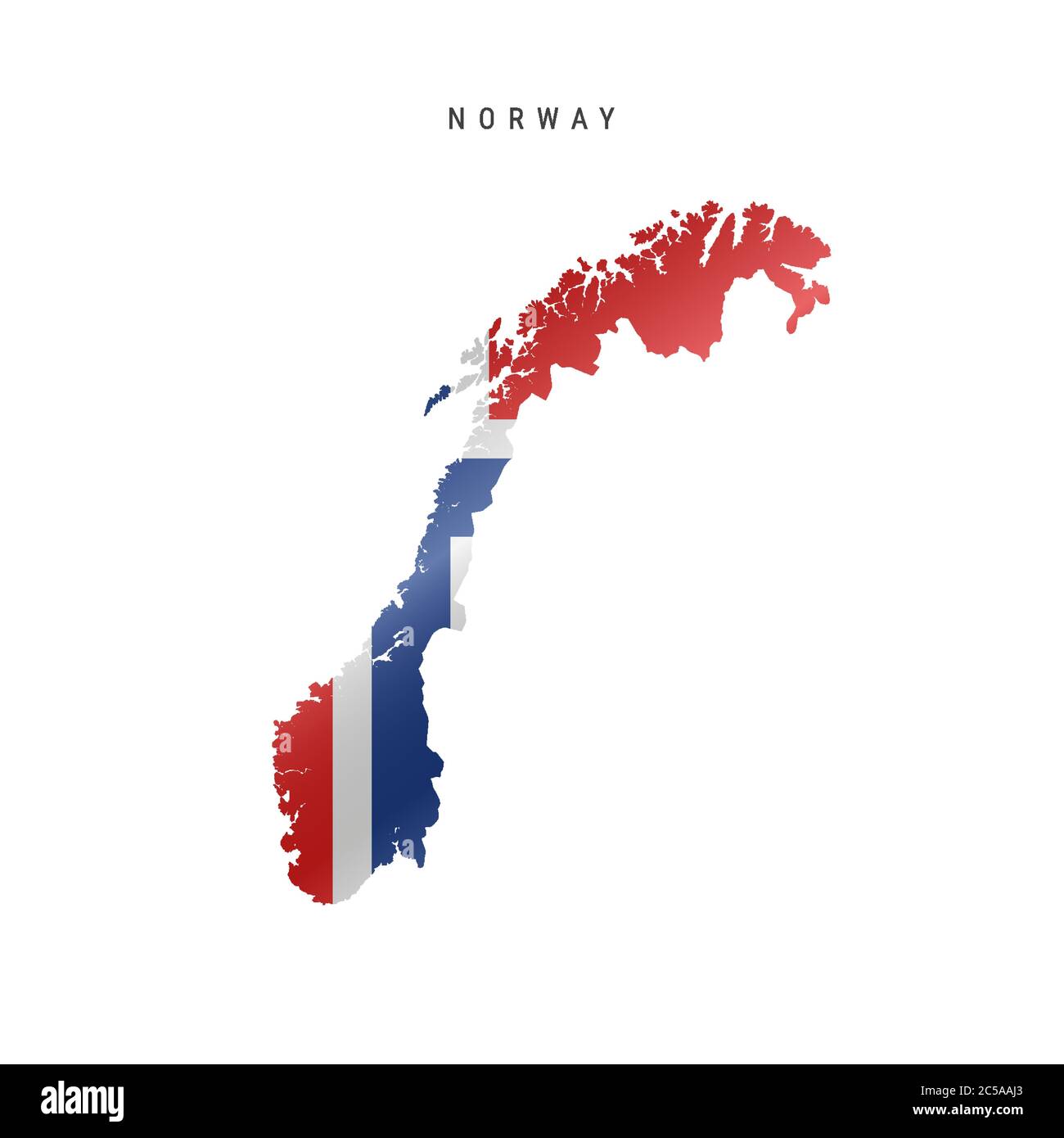 Detailed waving flag map of Norway. Vector map with masked flag. Stock Vector