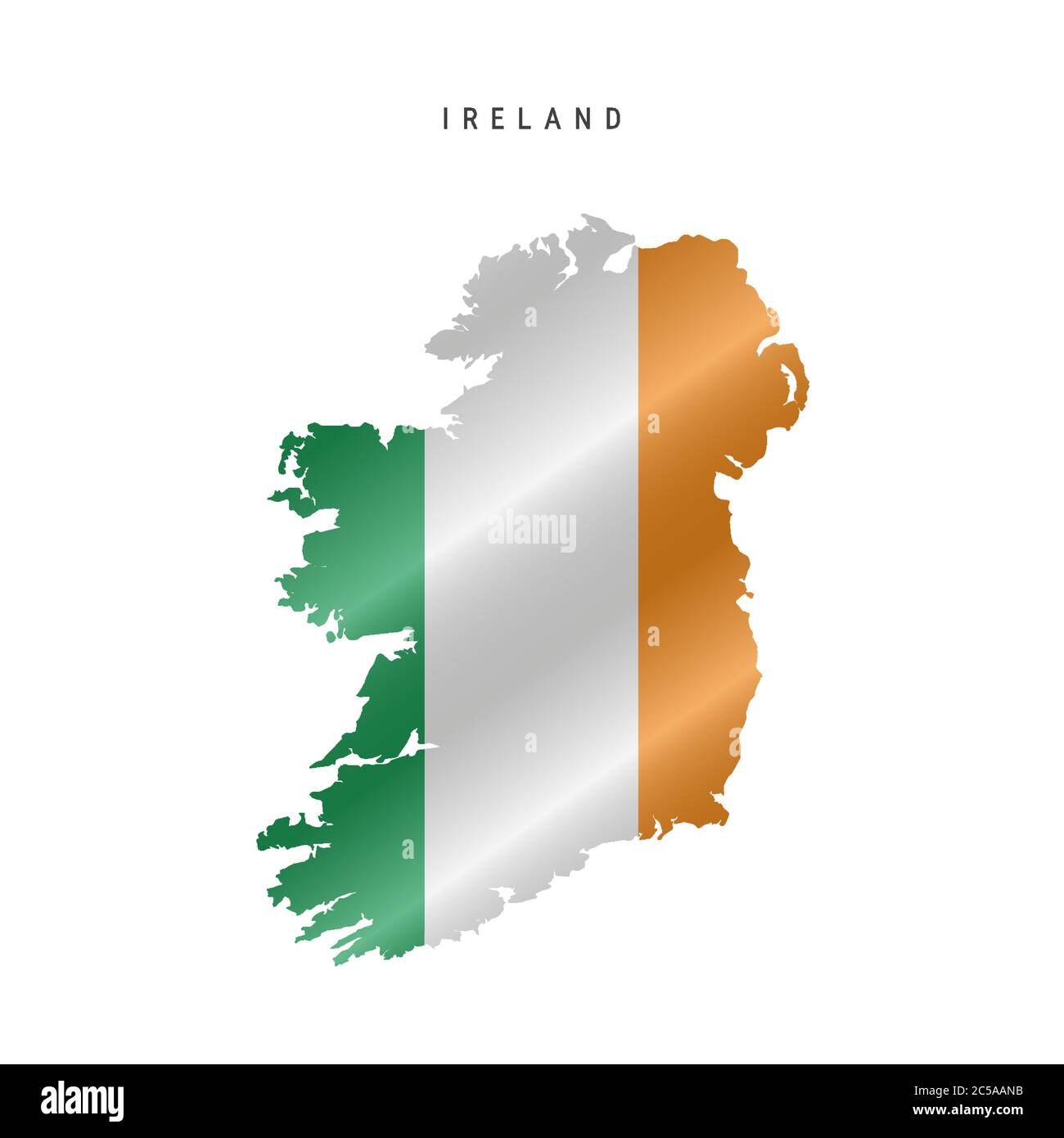 Detailed waving flag map of Ireland. Vector map with masked flag Stock ...