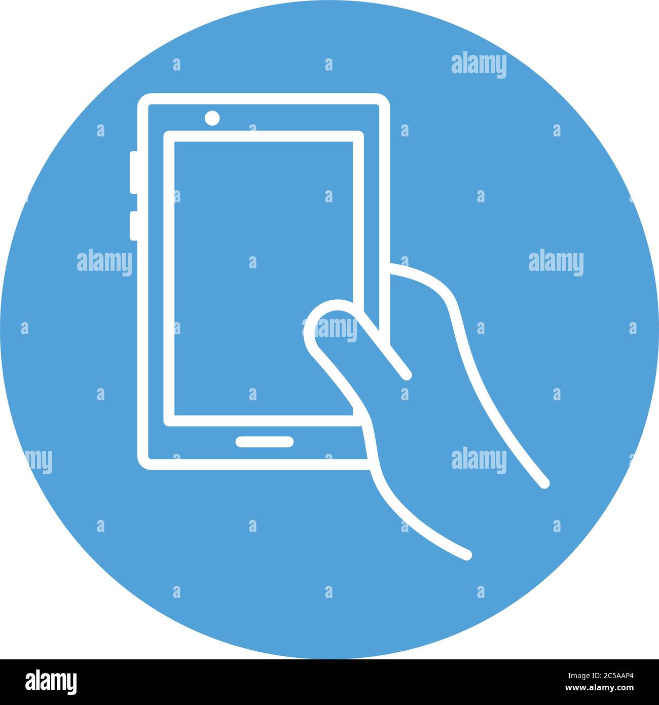 hand using smartphone device block style icon vector illustration ...