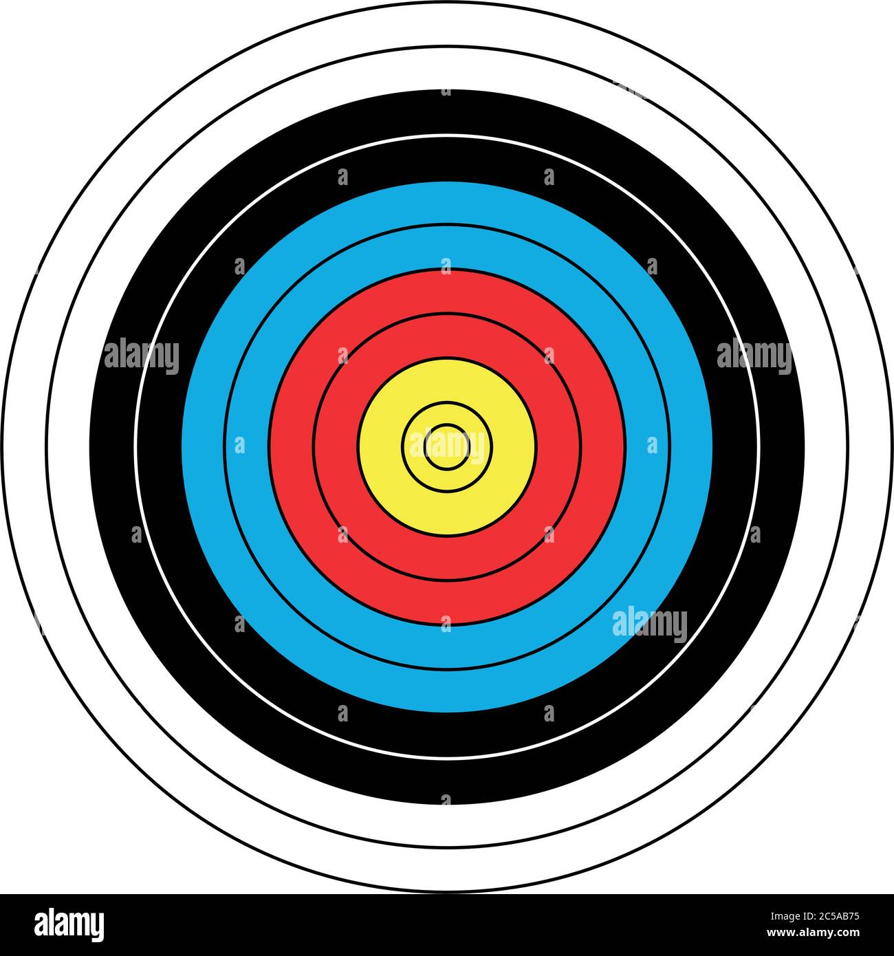 Outdoor archery target in traditional colors yellow, red, blue, black