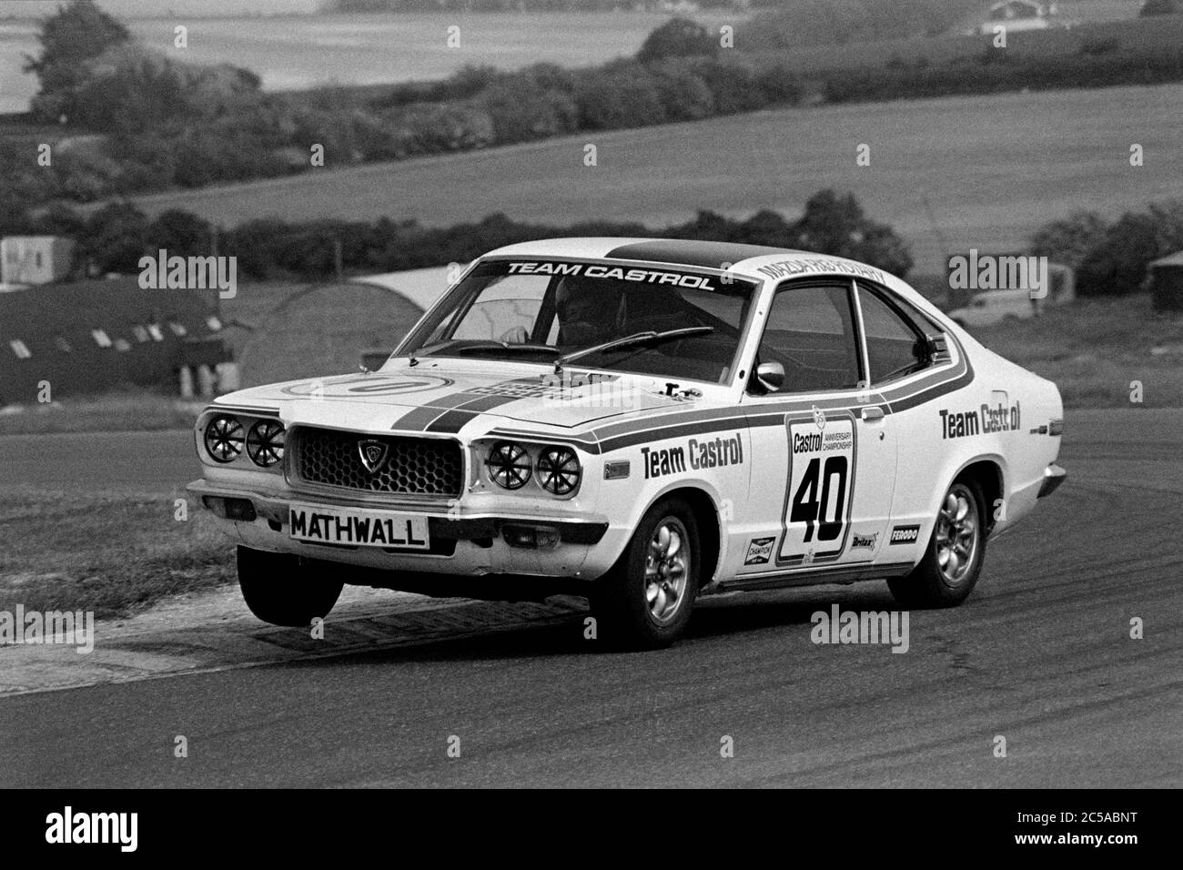 Barrie Whizzo Williams, in 70's saloon car action at Thruxton. Stock Photo