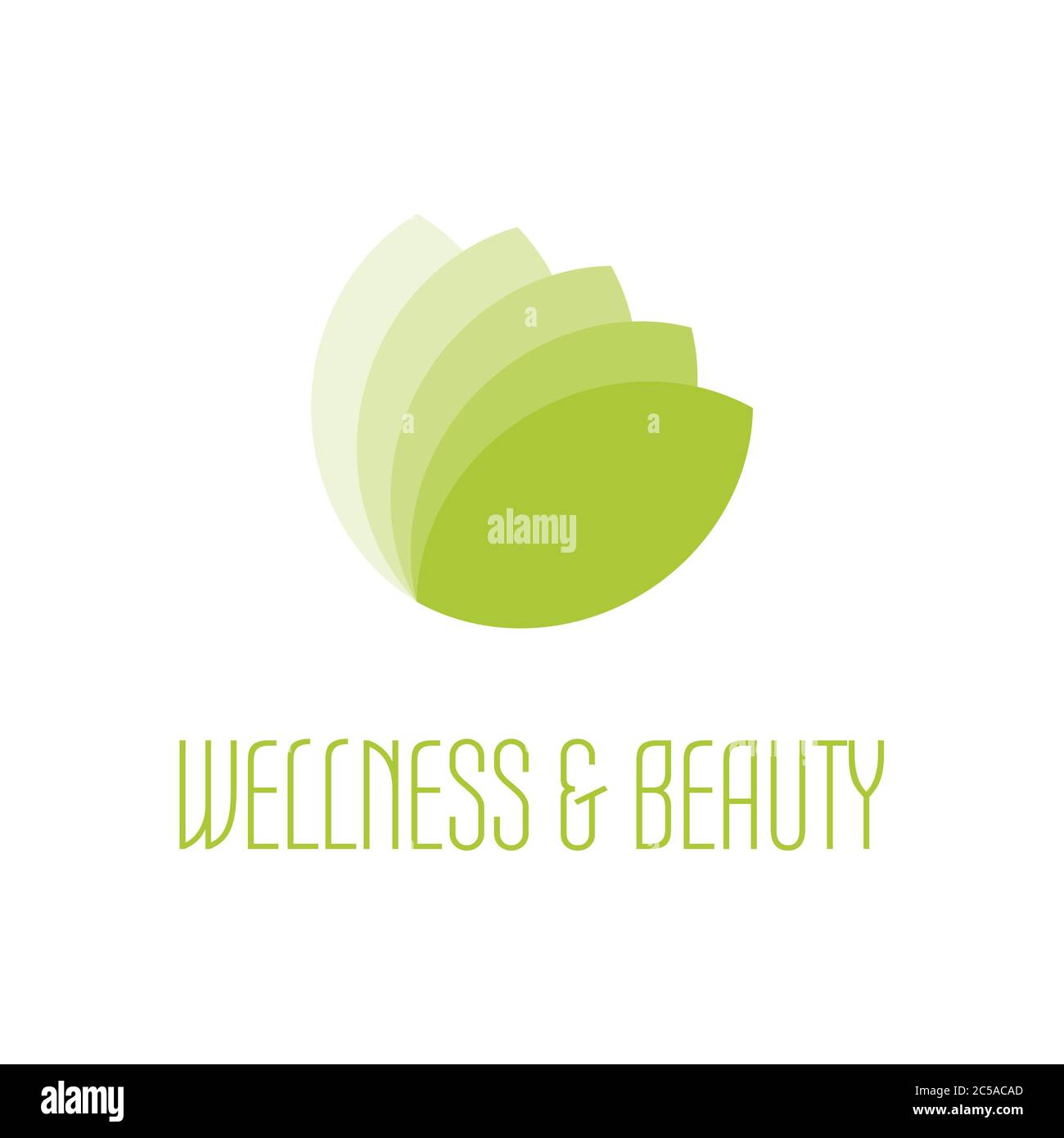 Green leafs icon - wellness beauty and spa theme. Simple flat green vector illustration on white background. Stock Vector