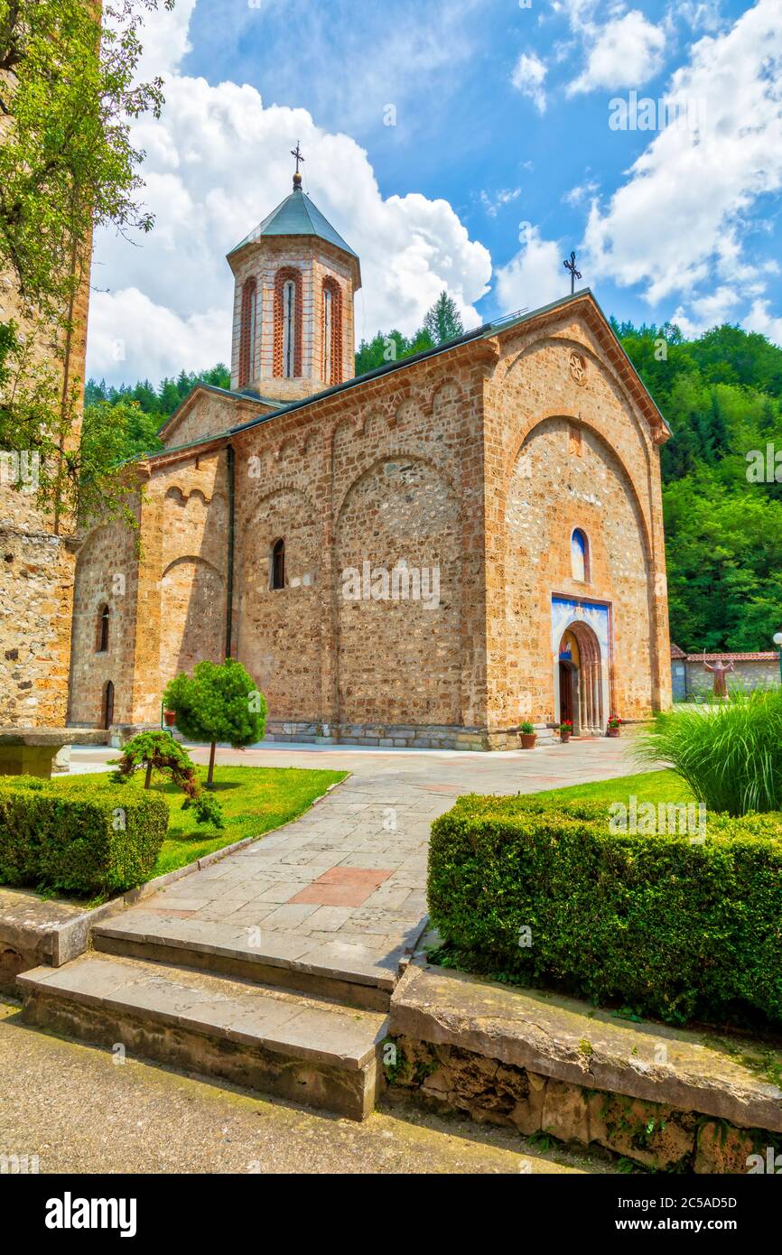 Medieval Raca Monastery. Serbian Orthodox monastery built in the 13th century as the endowment of Serbian King Stefan Dragutin Nemanjic. Stock Photo