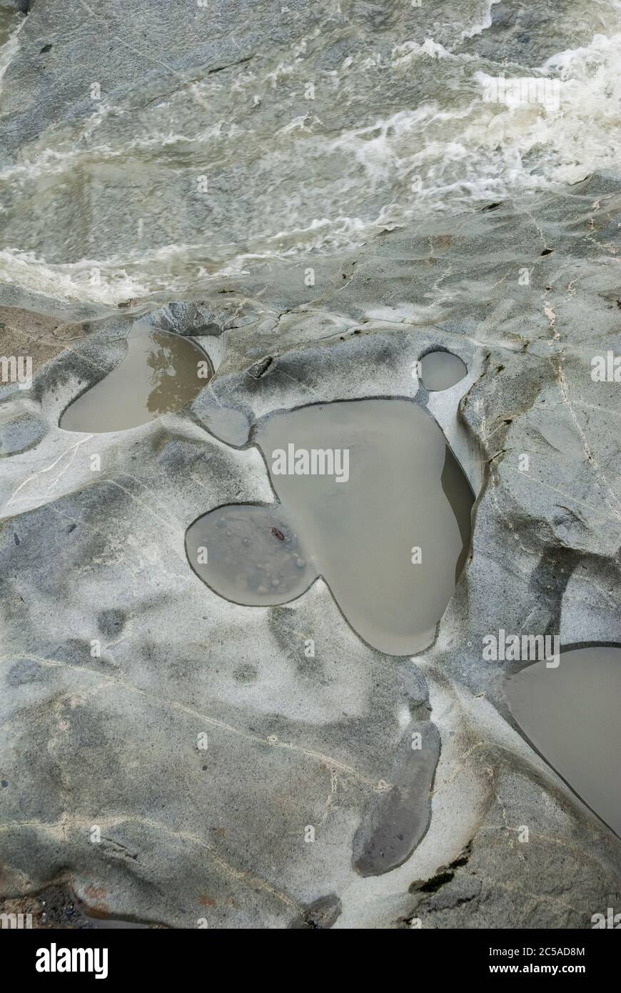 Granite Falls in Granite Falls, Washington, showing small pools formed