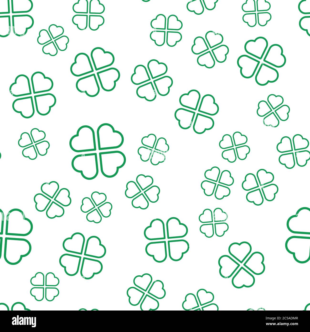 Green shamrock seamless pattern. Background of fourleaf clovers. Simple ...