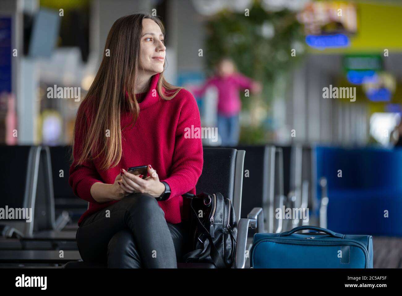 Beautiful business woman waiting airport hi-res stock photography and ...