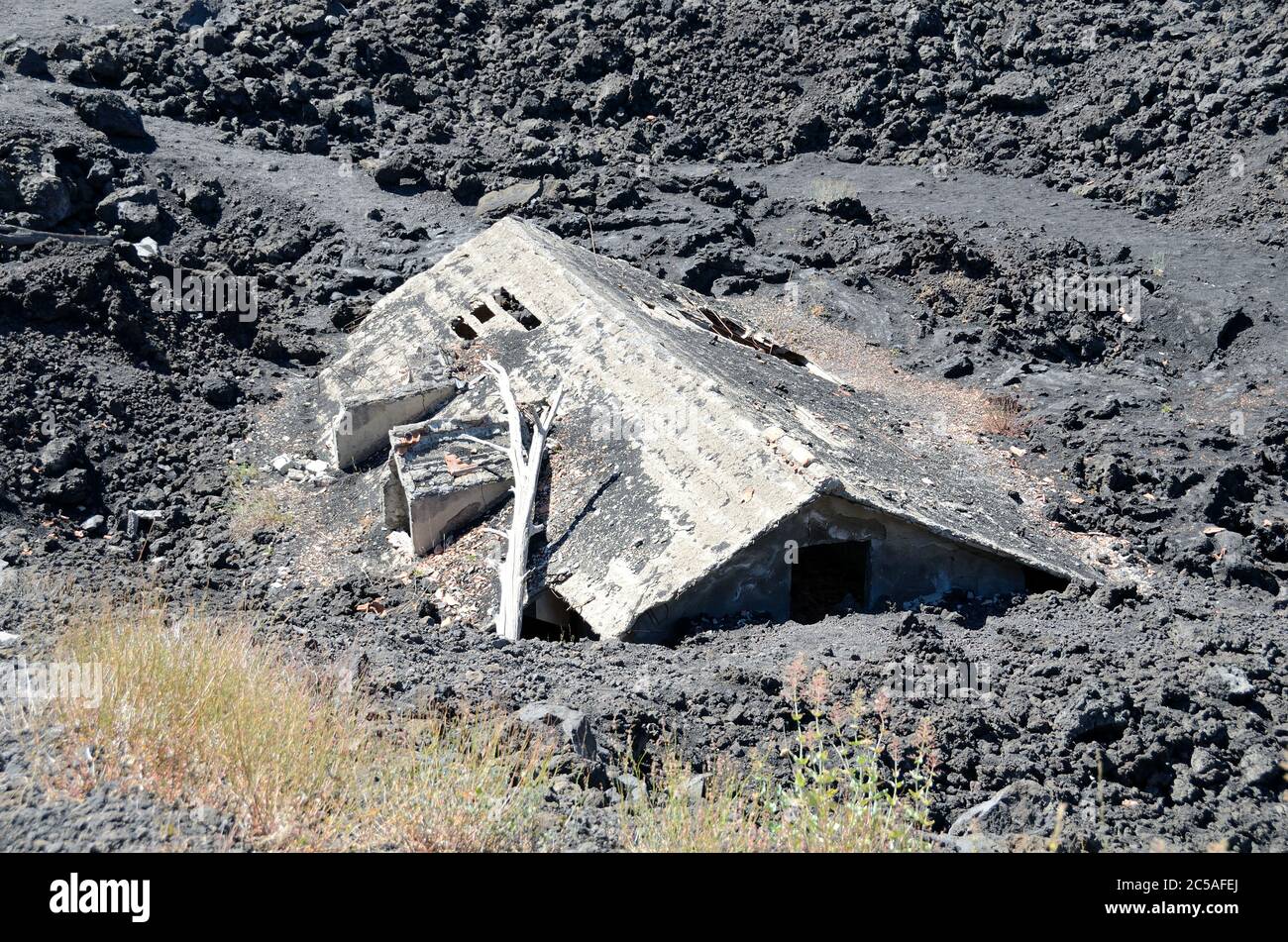 House under lava, Mount Etna, Sicily Stock Photo Alamy