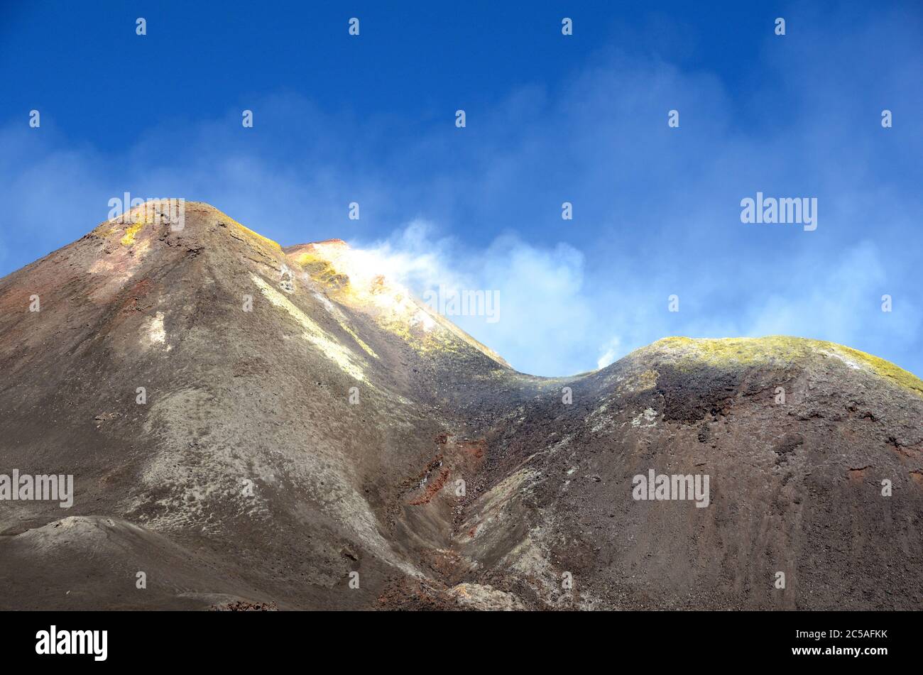 Landscape of Mount Etna, an active volcano on the east coast of Sicily, close to Messina and Catania. Stock Photo