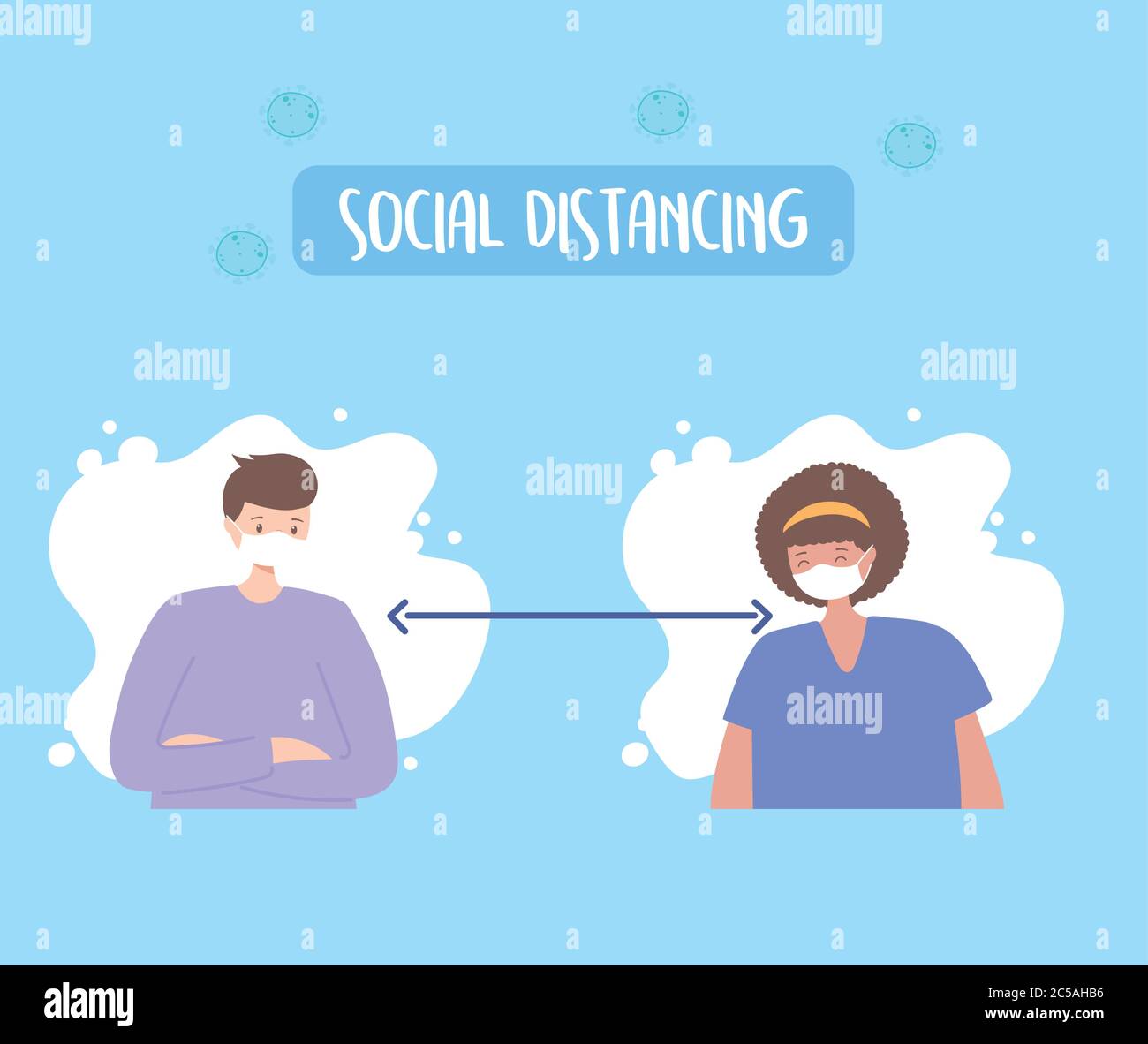 Social Distancing Protection covid 19 coronavirus social distancing prevention, man and woman ...