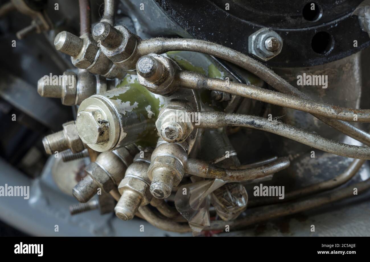 fuel distribution unit of an old rotary engine Stock Photo Alamy