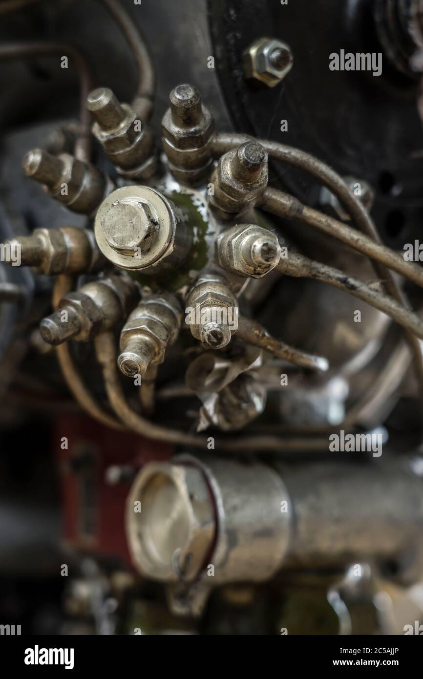 fuel distribution unit of an old rotary engine Stock Photo Alamy