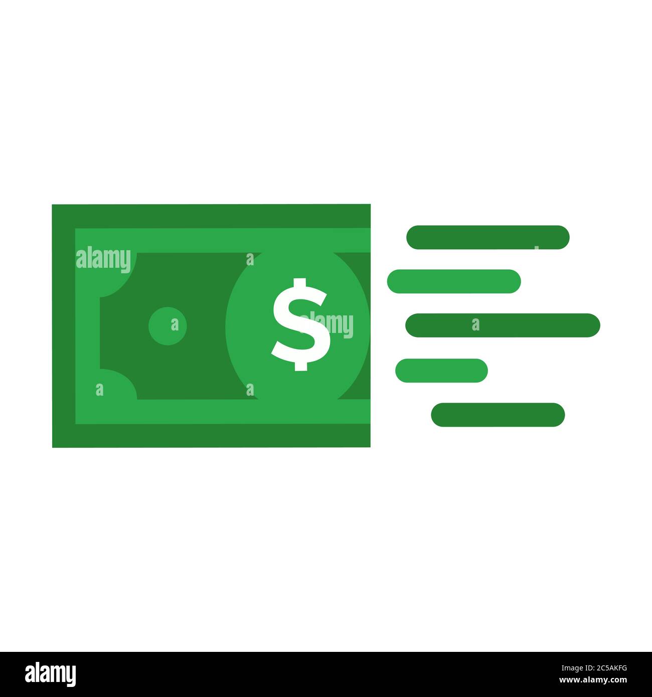 Fast Send Money Transfer Funds Payment Vector Icon. Flying Dollar Money Send Logo. Stock Vector
