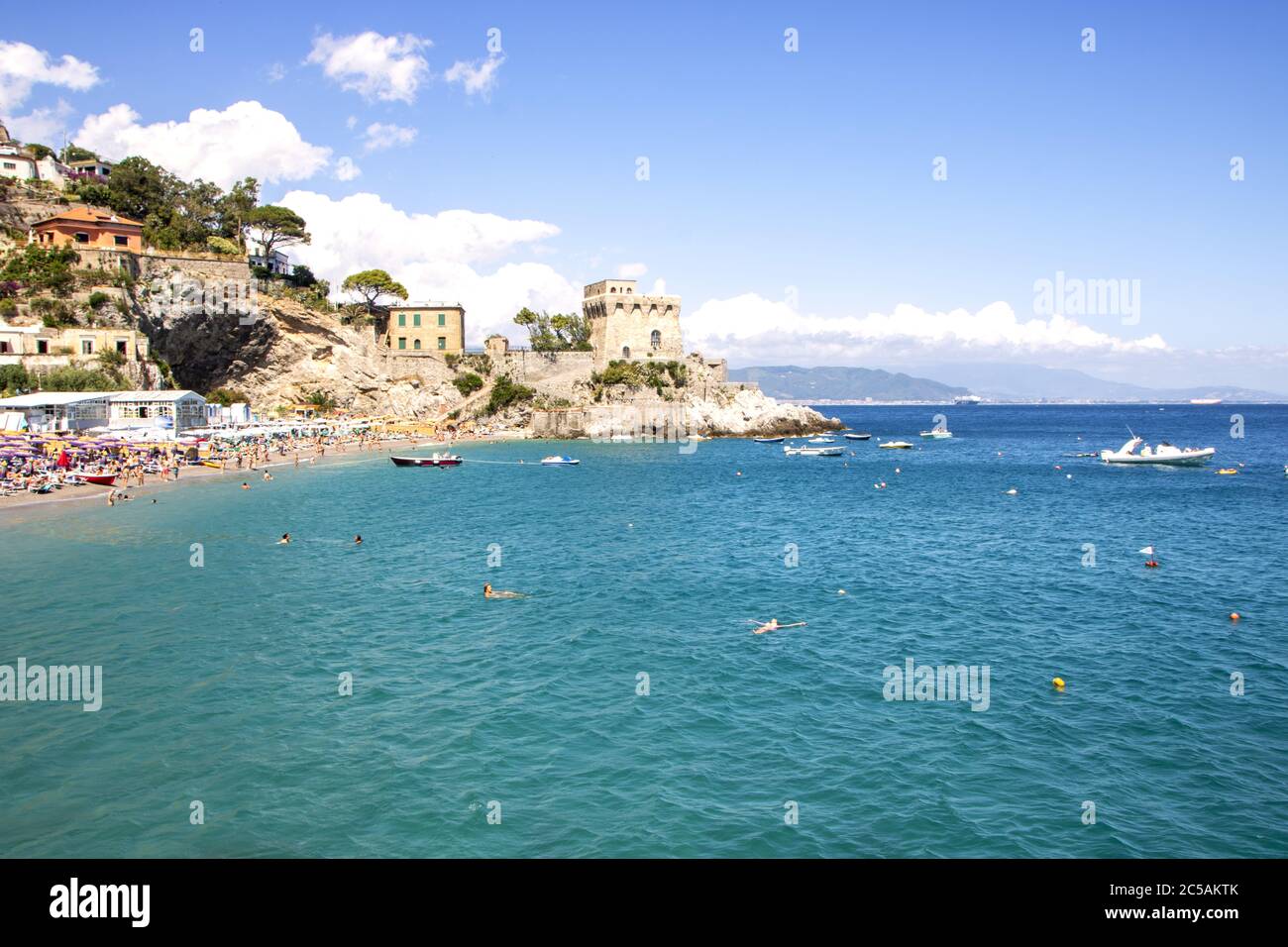 At Erchie - Italy - On june 2020 - Bay and beach of Erchie on Amalfi coast, Italy Stock Photo