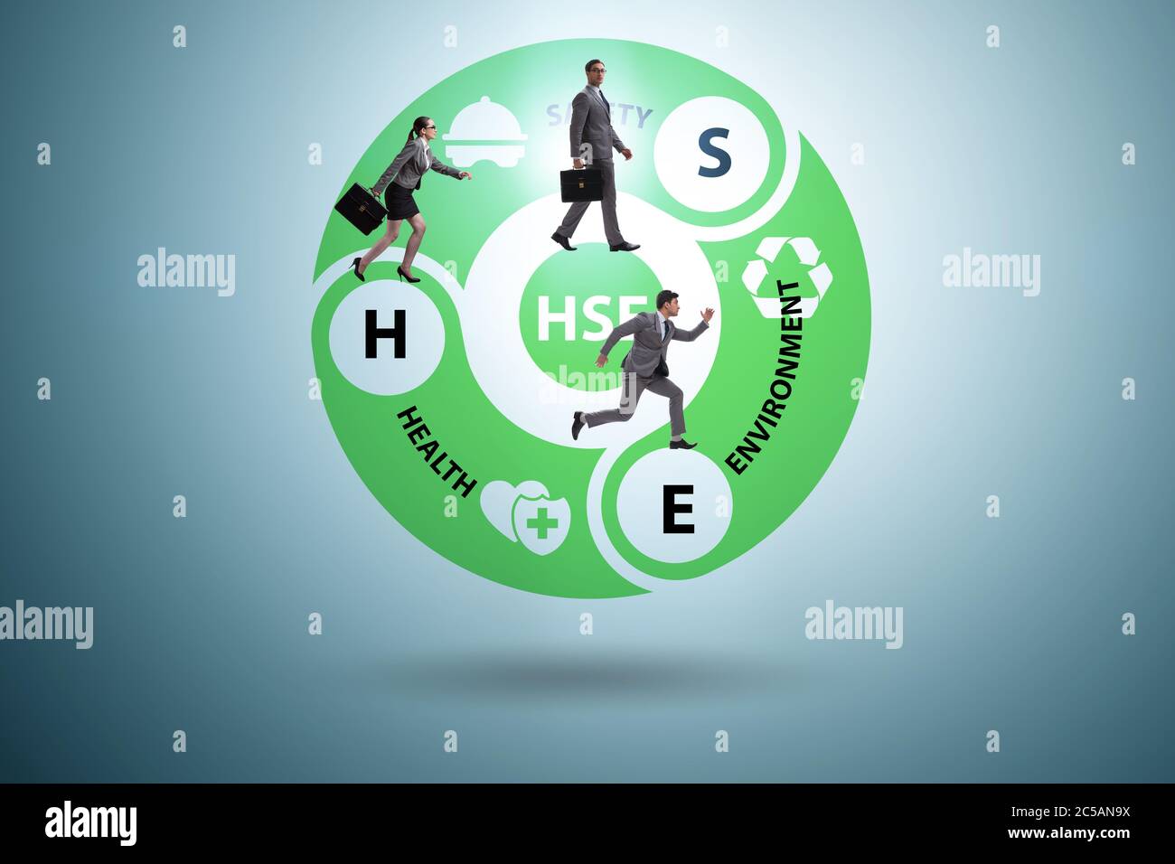 HSE concept for health safety environment with the businessman Stock ...