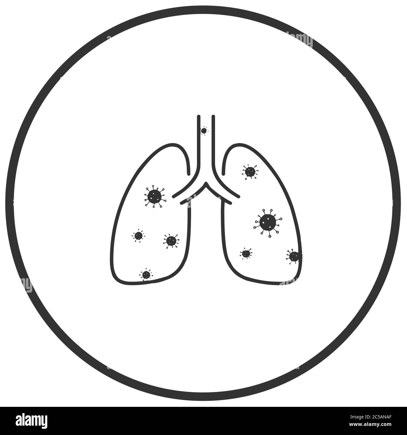 Lungs infected with virus icon vector illustration Stock Vector