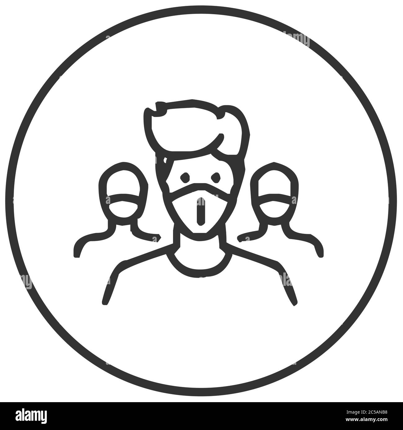 Wear mask in groups icon vector illustration Stock Vector