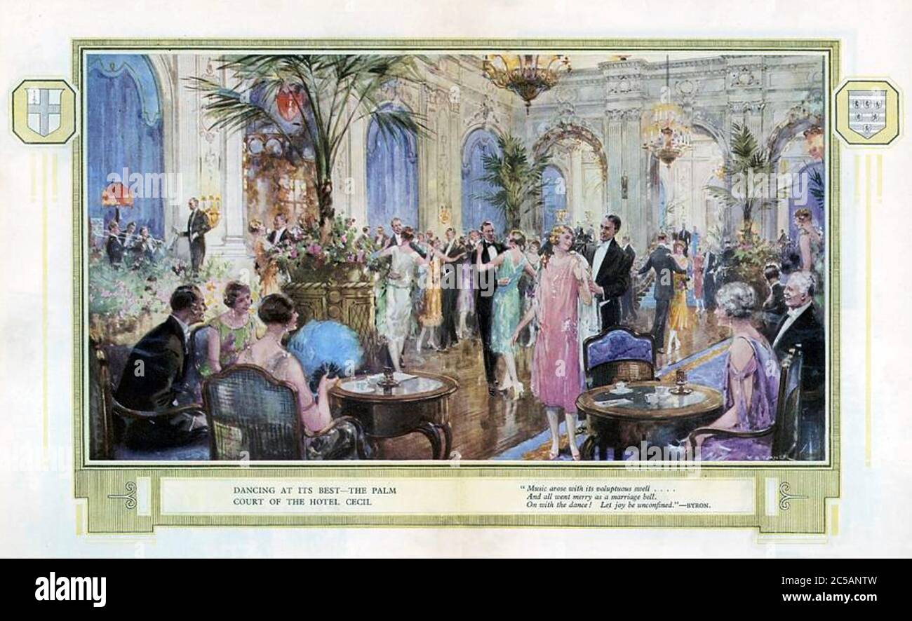 HOTEL CECIL, Strand,London. Dancing to a band in the Palm Court in 1927. Stock Photo